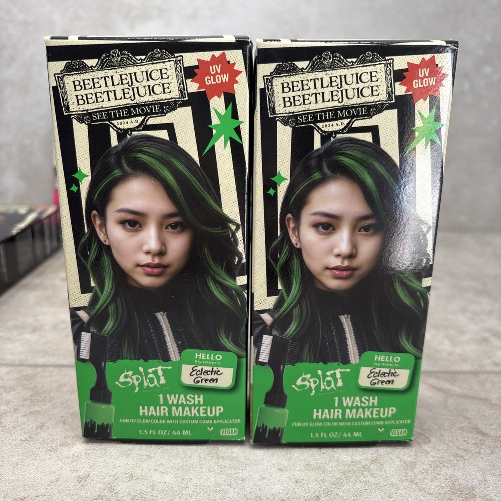 Lot of 2 Splat Halloween Green Temporary Hair Color Dye Hair Makeup Washes Out
